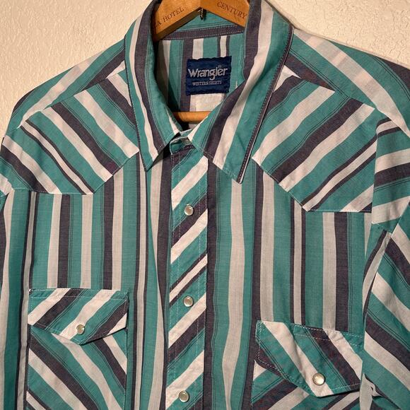 Vintage Wrangler Western Shirts Men's Pearl Snap Long Sleeve‎ Shirt 2XL - Picture 3 of 11
